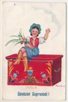 1939 Sopron, népviseletes leporello, magyar folklór s: Klaudinyi