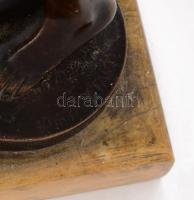 Kurtapataky Kovács Pál (1889-?): Nyújtózkodó akt. cca 1910, patinázott bronz, talapzaton, jelzett, k...