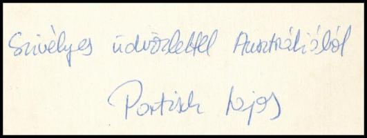 cca 1980 Portisch Lajos (1937-) sakk nagymester saját kézzel írt képeslapja Ausztráliából