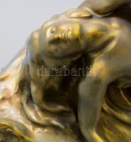 Zsolnay plasztika - Orpheusz és Eurüdiké. Formába öntött, savmaratott eozinmázakkal fedett finomfaja...