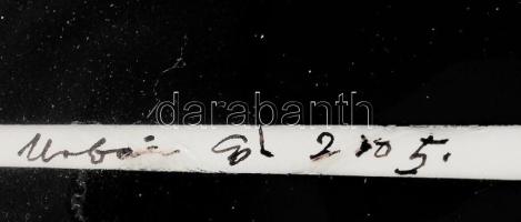 Urbán Tibor (1960?) - Cím nélkül 2005. Vegyes technika, kollázs 28x20 cm. ÜVegezett keretben, kissé ...