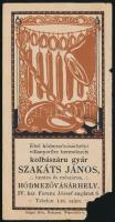 cca 1920 Első hódmezővásárhelyi villanyerőre berendezett kolbászáru gyár, Szakáts János hentes és mészáros számolócédula, sarokhiánnyal