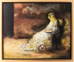 Csáki Róbert (1964-): Hommage á Whistler. Olaj, vászon, jelzett 39x45 cm Üvegezett keretben.