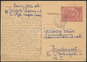 1953 Sassy Attila (1880-1967) festő saját kézzel írt levelezőlapja Gerlóczy Edithnek