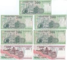 2005-2007. 200Ft (5x) több klf betűjel + 2006. 500Ft "A forradalom 50. évfordulója 1956. októbe...