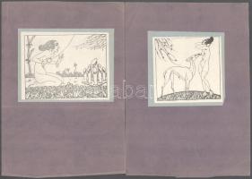 cca 1910 2 db pornográf nyomat papírra ragasztva, 9×10 cm