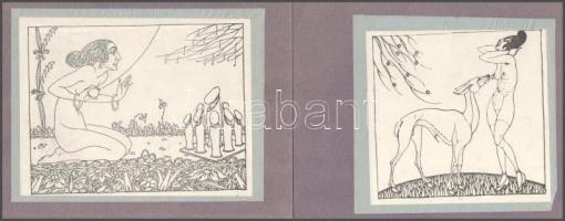 cca 1910 2 db pornográf nyomat papírra ragasztva, 9×10 cm