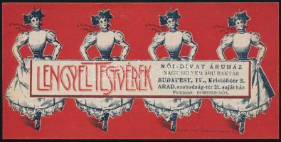 cca 1910 Lengyel Testvérek női divatáruház Budapest-Arad számolócédula