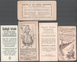 5 db kecskeméti számolócédula: Dudogh István úri és női divatáruháza, Gyenes S. és Fiai, stb., változó állapotban