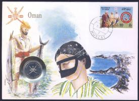 5db bélyeges érmés boríték benne Omán, Románia, Ruanda, St. Lucia, közte "FAO"; ismertetők...