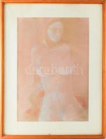 Haller József (1935-2017): Női akt. Pasztell, papír, jelzett. Üvegezett keretben. 56x48 cm