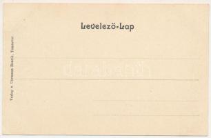 Temesvár, Timisoara; Losonczy tér, piac. Szecessziós litho keret lóherével. Uhrmann Henrik kiadása /...