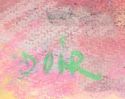 Doór Ferenc (1918-2015): A zöld zátony Dunaföldvárnál. Pasztell, papír, jelzett, autográf felirattal...