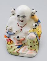 Kínai Buddha szobor, kis kopással, m: 18 cm