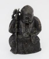 Faragott zsírkő Buddha szobor, m: 11,5 cm