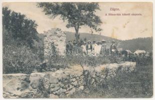 1917 Zágon, Zagon; Mikes ház kiásott alapzata. Szőcs Albert felvételei nyomán Divald / excavated foundation of a villa (fl)