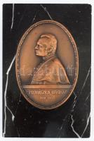 Prohászka Ottokár plakett, réz plakett, márvány lapon, támasztható, 11x8 cm, 17x11 cm