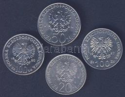 Lengyelország 1980-87. 20Zl + 50Zl + 100Zl (2x) különféle motívumokkal, közte "Olimpia" T:...