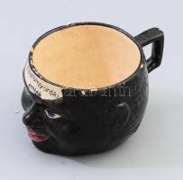 Balatongyöröki emlék négerfejes bögre, jelzett, kis sérülésekkel, 12x6 cm