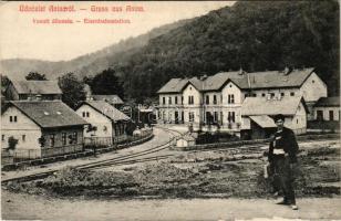 Anina, Stájerlakanina, Steierdorf; Vasútállomás. Hollschütz kiadása / Eisenbahnstation / railway station (EK)