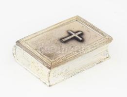 Biblia alakú fém kegytárgytartó, 6,5x4,5 cm
