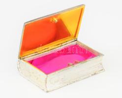 Biblia alakú fém kegytárgytartó, 6,5x4,5 cm