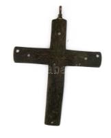 cca 1800 vésett mintás kereszt medál, 11x8 cm