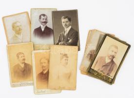 cca 1880-1910 Vegyes keményhátú fotó tétel, 11 db különféle műtermekből, közte budapesti, nyíregyházi, miskolci, debreceni, és kunhegyesi műtermek fotóival, 11x6 cm és 10x6 cm közötti méretben