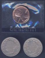 USA 1899. 5c (2x) T:3/4+,4 + 1990. 1c eredeti vákuumcsomagolásban T:1