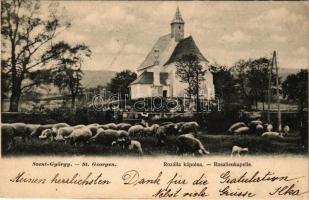 1903 Szentgyörgy, Pozsony-Szentgyörgy, Sankt Georgen, Svaty Jur pri Bratislave (Bratislava); Rozália kápolna, mangalicák. "Bediene dich allein" kiadása / Rosalienkapelle / chapel, pigs (fl)