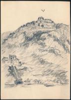 ca 1960 Nemeskúti Rexa Dezső (1872-1964) irodalomtörténész, levéltáros, helytörténész, nyelvész, író autogárf levelezőlapja, saját rajzával