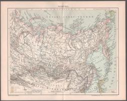 ca 1900 Oroszország + Szibéria térkép ,Pallas Nagy Lexikona, Bp., Posner-ny, 24x30 cm