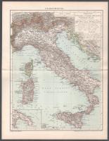 ca 1900 Alpes + Olaszország térkép ,Pallas Nagy Lexikona, Bp., Posner-ny, 24x30 cm