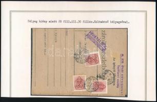 1943 Anyagigénylés zárolt készletből nyomtatvány "HIVATALBÓL PORTÓKÖTELES" jelzéssel Barnaportó 2 x 2f + 16f portózással