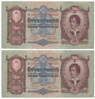 1932. 50P (2x) sorszámkövetők "D 258 047258 - D 258 047259" T:AU,XF Adamo P14