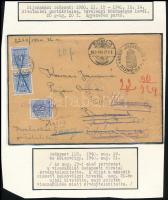 1940 Levél "Hivatalból portóköteles" jelzéssel Sümegről Budapestre küldve, Kékportó 4f + 16f + 20f portóval "ÉRVÉNYTELEN" jelzéssel visszaküldve Sümegre