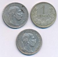 Vegyes 3db-os Ag érme tétel, benne: 1912KB 1K Ag "Ferenc József" + 1914KB 1K Ag "Fere...