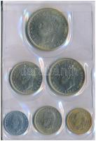 Spanyolország 1980. 50c-100P (6xklf) "Európa Bajnokság 1982" bézs műbőrtokos forgalmi sor T:BU Spain 1980. 50 Centimos - 100 Pesetas (6xdiff) "European Championship 1982" coin set in beige faux leather case C:BU