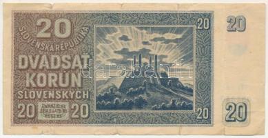 Szlovákia 1939. 20K "Hi 16 032240" T:VG
Slovakia 1939. 20 Korun "Hi 16 032240" ...