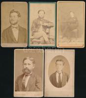 ca 1860-1870 5 db férfi vizitkártya fotó Csonka, Divald, Holbein Lőcse, stb