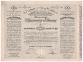 Budapest 1906. "A Magyar Jelzálog-Hitelbank Nyeremény-Kötvénye" "A" részkötvény 100K-ról, szárazpecséttel + Budapest 1923. "'Taurus' Huskereskedelmi Részvénytársaság" huszonöt részvénye egyben, összesen 25.000K-ról, szárazpecséttel, szelvényekkel + Budapest 1929. "Első Magyar Általános Biztosító Társaság" névre szóló részvénye 50P-ről, szárazpecséttel, bélyegzéssel T:AU-F