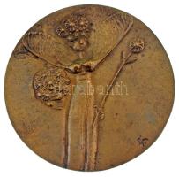 Ligeti Erika (1934-2004) 1989. "Virágkarnevál Debrecen 1989" bronz emlékérem (98mm) T:AU