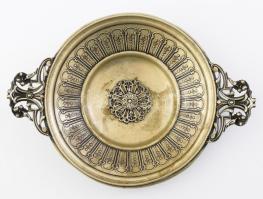 Díszes alpakka kínáló, talp nélkül, d: 23 cm