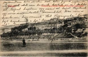 1911 Budapest I. Vérmező és a bástya részlete a helyőrségi templommal (EK)