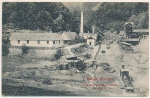 1910 Alváca, Vata de Jos (Hunyad); Kazanesdi kénkovand (pirit) bányák, iparvasút, gőzmozdony, vonat / pyrite mine, industrial railway, locomotive, train (kis szakadás / small tear)