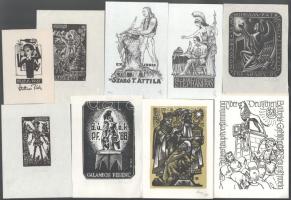 20 db ex libris, vegyes technika, papír, jelzéssel és jelzés nélkül