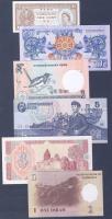 Ázsia 6 klf db modern bankjegy, benne Bangladesh, Bhután, Észak-Korea, Hongkong, Tadzsikisztán, Üzbegisztán T:I