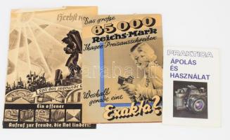 3 db prospektus fényképezőgépekről 1930-1980