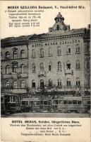 1913 Budapest V. Hotel Merán szálloda a Nyugati pályaudvarral szemben, villamos. Váci körút 82/a. Kellner és Piotrovszky kiadása