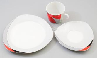 Ritzenhoff egyszemélyes reggeliző szett, csésze alátéttel és desszertes tányér, jelzett, hibátlan, d: 20,5 cm